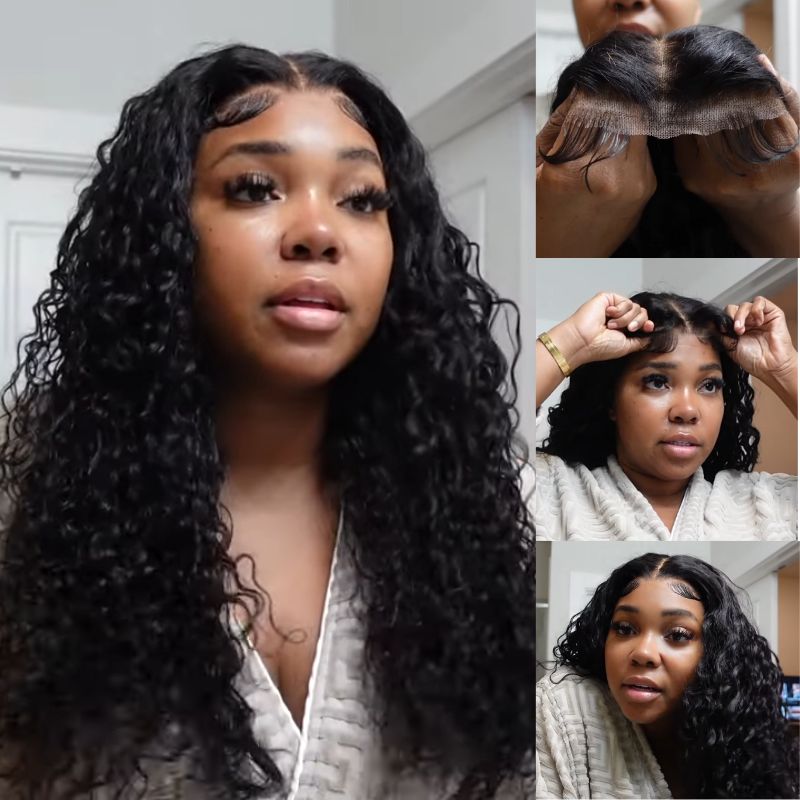First Wig | Klaiyi 7x5 Bye Bye Knots Pre-cut Lace Put On and Go Glueless Wig Water Wave Flash Sales