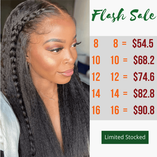 Klaiyi 3 Bundles Kinky Straight Human Hair Weft Deals on Sale 100% Human Bundles Flash Sale