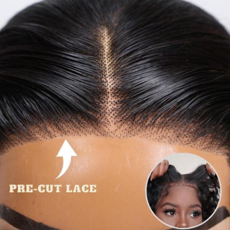 $100 OFF | Code: SAVE100 Klaiyi Put On and Go Glueless Bob Wig Silky Straight/Yaki Straight 7x5 Pre-Cut Lace Closure Wig Beginner Friendly