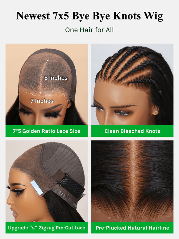 Extra 50% Off Code HALF50  | Klaiyi 7x5 Golden Brown Highlight Water Wave Bye Bye Knots Lace Closure Wig 150% Density