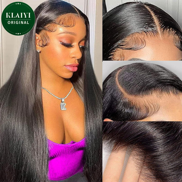 Klaiyi  Ear To Ear Pre-Cut Lace Frontal Super Secure Wig Silky Straight 13x4 Pre-Everything Lace Frontal Wig Flash Sale