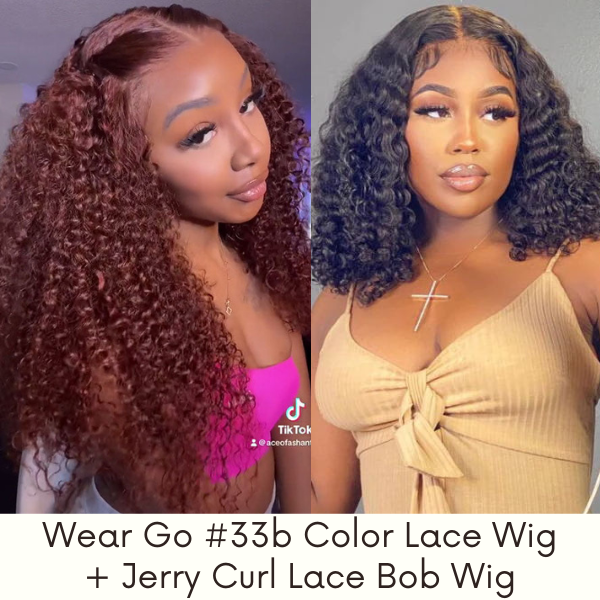 2 wigs Clearance| Jerry Curly Lace Part Bob Wigs & Wear Go Pre-Cut Glueless Lace Wig Flash Sale