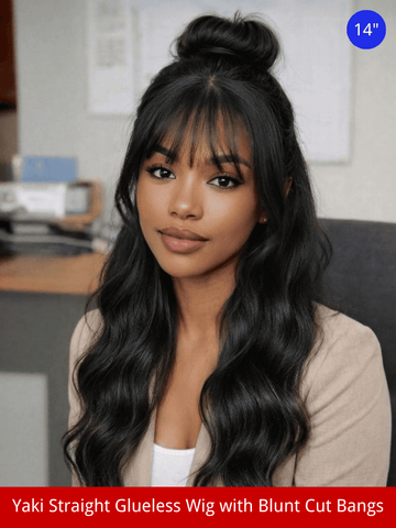 $149 Get 3 Wigs | Klaiyi Yaki Straight Glueless Wig with Blunt Cut Bangs+ Glueless Bob Wig With Bangs + Short Pixie Cut Lace Front Bob Wigs Flash Sale