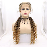 Klaiyi Braided Lace Front Wigs Colored Hair Long Wigs With Baby Hair Knotless Flash Sale
