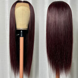 Extra 60% OFF | Klaiyi Dark Burgundy Color Straight Lace Front Wig Pre-Plucked