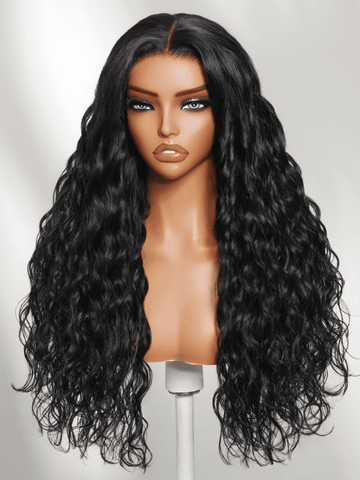 Klaiyi 13x4 Pre-Everything Lace Frontal Natural Black Micro Water Wave Natural Ripple Curl Human Hair Wig