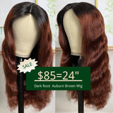 Klaiyi V Part Wig Dark Root Brunette Auburn Brown Human Hair Scalp Protective U Part Wigs Flash Sale