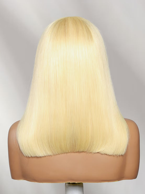 Perruque Klaiyi Balayage Brun Français 13×4, coupe au carré souple mi-longue, avec lace frontale et cordon de serrage invisible. Facile à poser.
