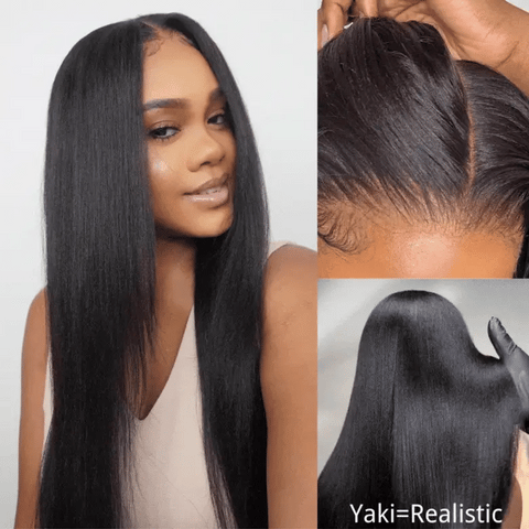 Up to 80% Off Flash Sale Yaki Straight 4C Kinky Edge Kinky Straight Lace Front Wig