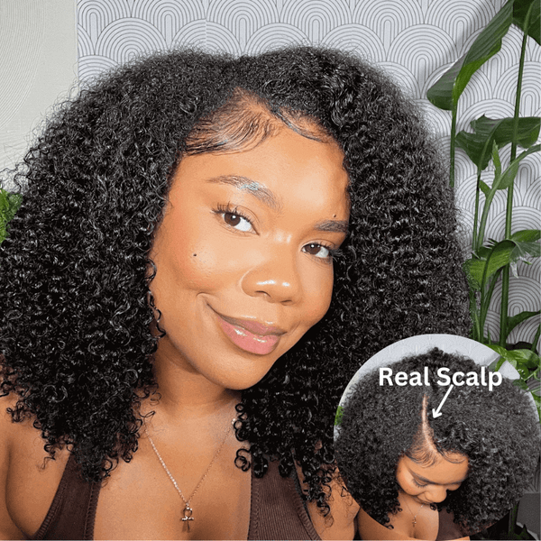 Klaiyi Kinky Curly U Part/V Part Wig Virgin Human Hair Real Scalp Great Protective Beginner Friendly Wig Flash Sale