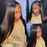 $100 OFF | Code: SAVE100  Klaiyi 13x4 Silky Straight Lace Front Wig Human Hair