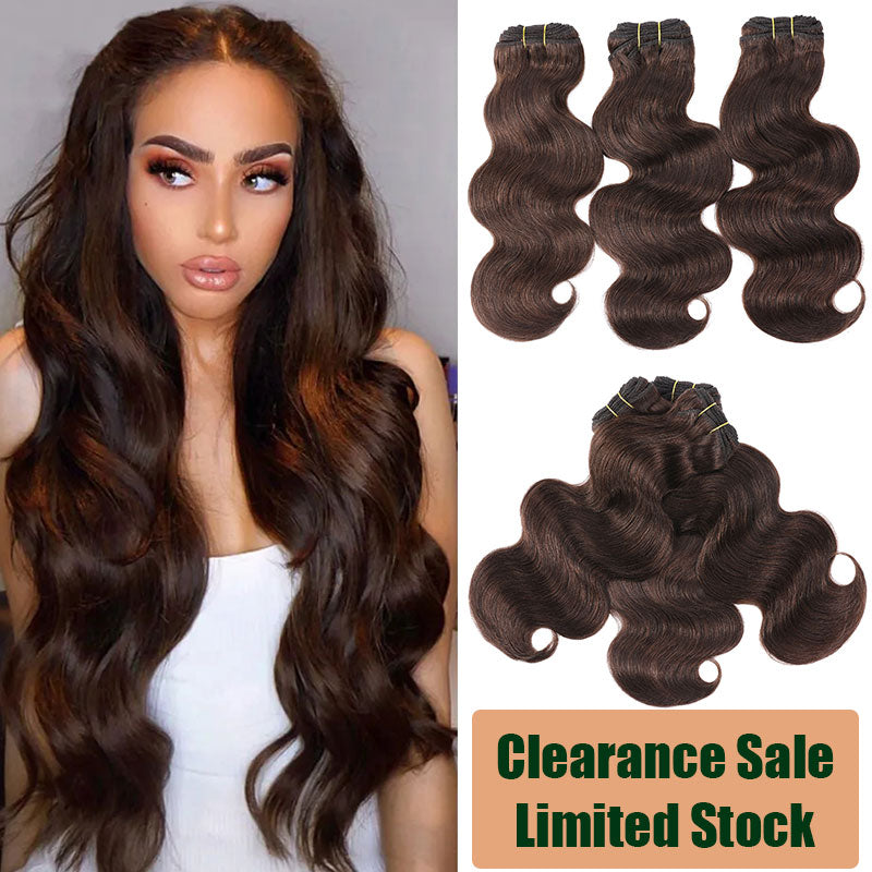 Klaiyi Clearance Light Brown Hair Bundles Caramel Highlight Hair Weave Bundles 2/3 Bundle Deals Body Wave/Straight Hair Flash Sale