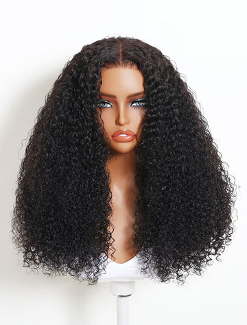 Klaiyi 7x5 No Slip Glueless Lace Closure Wig Effortless Natural Kinky Curly Human Hair Wig with Layers