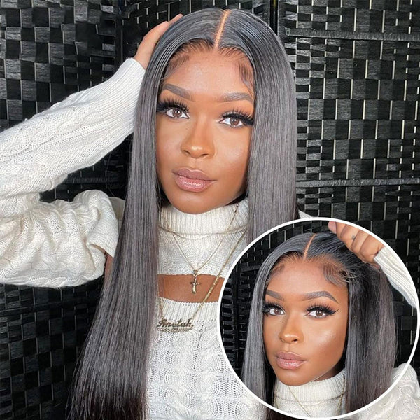 $100 OFF | Code: SAVE100  Klaiyi Straight Hair 13x4 Pre-Everything Glueless Lace Wig Pre-Cut Lace Frontal Super Secure Wig