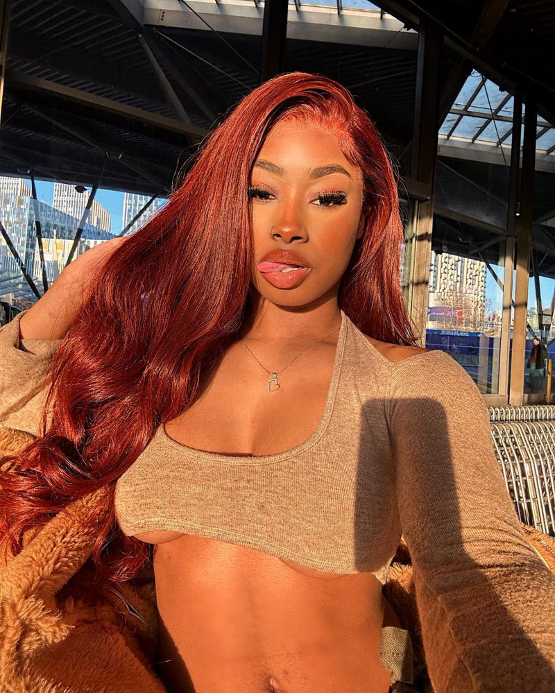 $169 Get 2 Wigs |  13x4 Lace Front Reddish Brown Body Wave Wig + U Part Jerry Curly Balayage Blonde Wig Flash Sale