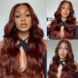 Klaiyi Reddish Brown 7x5  Pre Everything Put On and Go Glueless Lace Wig Body Wave Wigs Human Hair