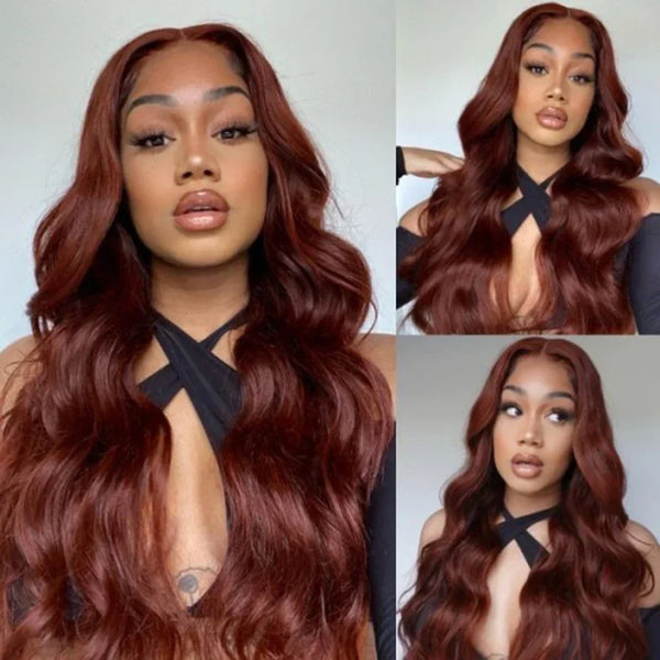 $100 OFF| Code: SAVE100 Reddish Brown Body Wave 13x4 Pre-Everything™ Lace Frontal Wig Put On & Go Glueless Wig