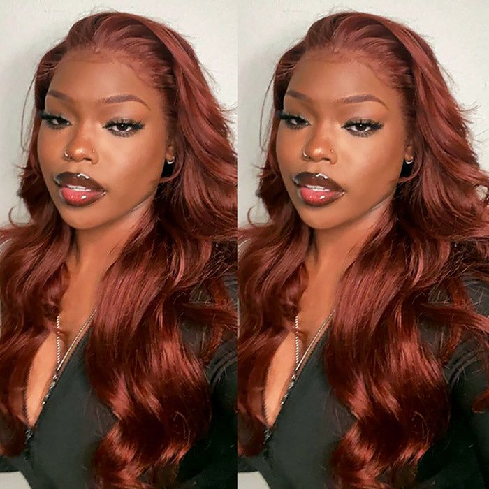 Klaiyi Hair Special Offer Reddish Brown Lace Front Wig Human Hair 109$