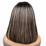 Extra 50% Off Code HALF50 |  Klaiyi 13x4 180% Highlight Bob Wig with Blonde Stripes Blunt Cut Bob Wig