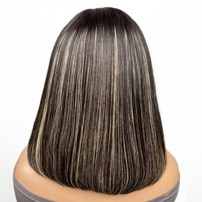 Extra 60% OFF | Klaiyi 13x4 Lace Front Highlight Bob Wig with Blonde Stripes Flash Sale