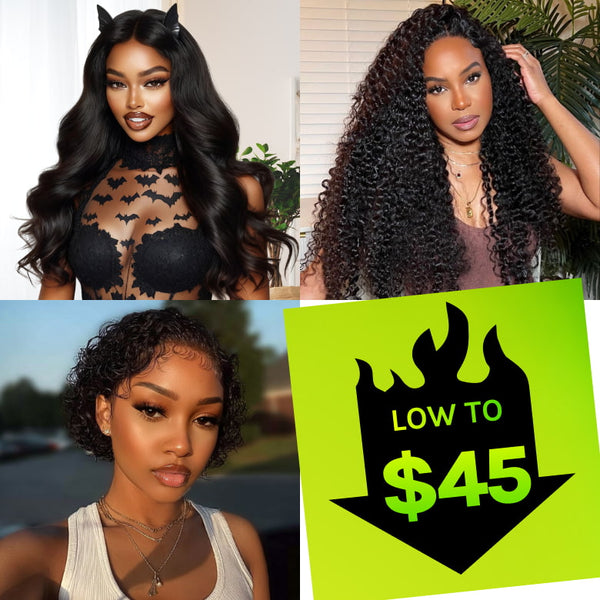 Low To $45 | Klaiyi Friday Blowout Sale 100% Glueless Human Hair Wigs Limited Stock Flash Sale