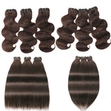 Klaiyi Clearance Light Brown Hair Bundles Caramel Highlight Hair Weave Bundles 2/3 Bundle Deals Body Wave/Straight Hair Flash Sale