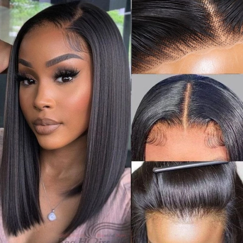 Extra 50% Off Code HALF50 | Klaiyi 6x4.75 Pre-Cut Lace Closure Wig Put On and Go Glueless Bob Wig