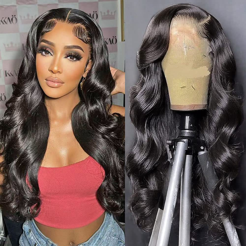 Buy 1 Get 1 Free,Code:BOGO | 7x5 Bye Bye Knots Wig Put On and Go Quick & Easy install Body Wave Wig Natural Black Color