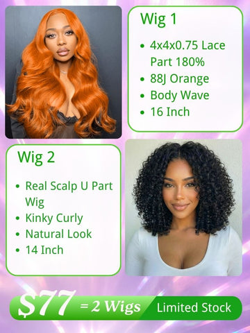 $77 Get 2 Wigs | Klaiyi BOGO Free Midweek Special Offer Limited Time Flash Sale