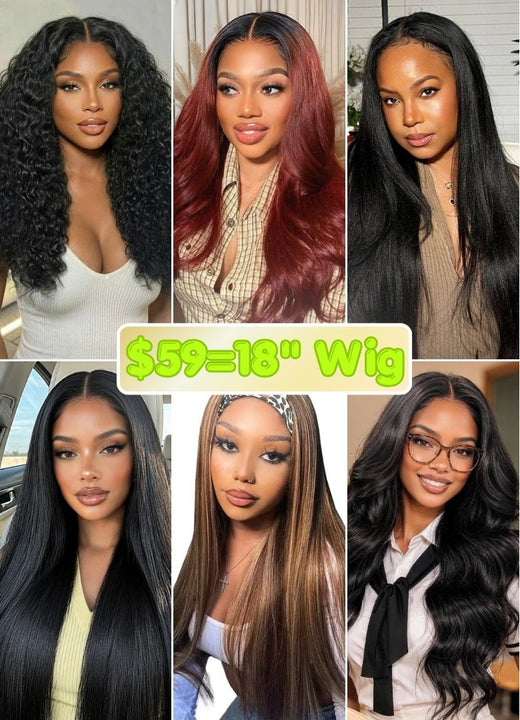 $59=18" Wig | Klaiyi Friday Bonus 24Hrs Shiping Out Limited Stock Flash Sale