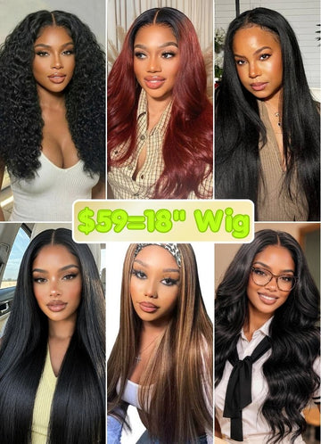 $59=18" Wig | Klaiyi Friday Bonus 24Hrs Shiping Out Limited Stock Flash Sale