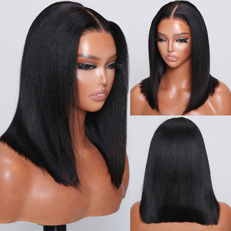 Klaiyi Yaki Straight Bob Wig Upgrade 13x4 Pre Everything Put On and Go Glueless Wig Pre-Cut Lace Wig Flash Sale