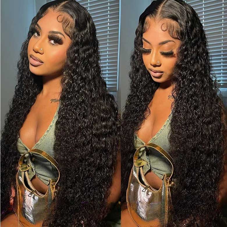 Klaiyi 5x5 HD Blend Away™ HD Lace Wig 180% Density Water Wave Glueless Wigs Melted All Skin Flash Sale