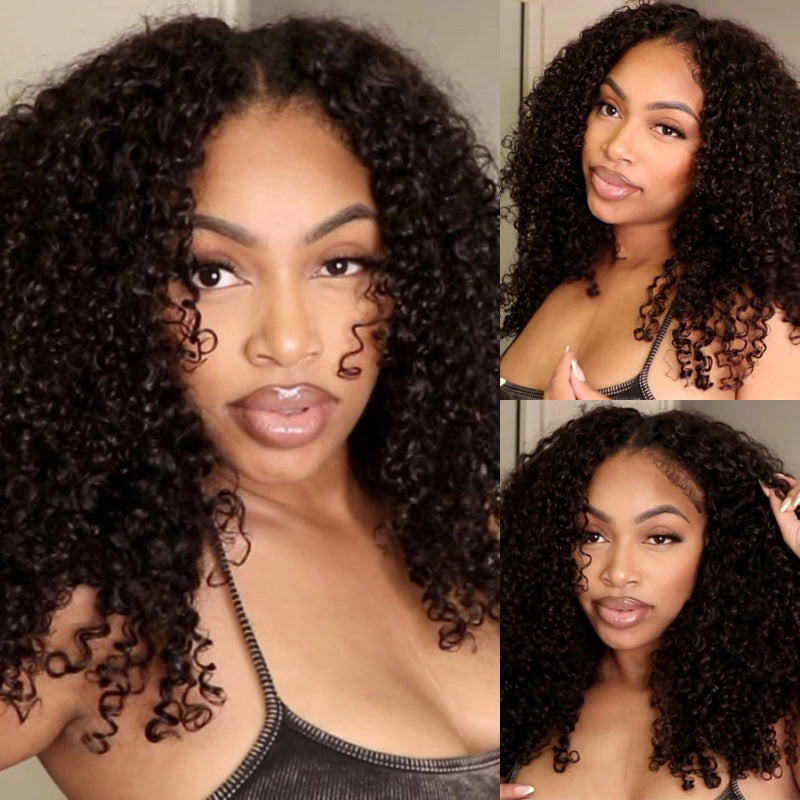 Klaiyi Kinky Curly 5x5 HD Transparent Lace Closure Glueless Wig 180% Density Flash Sale