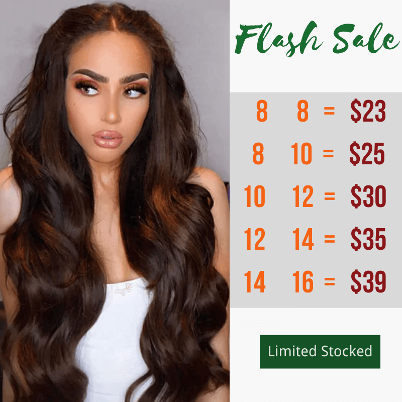 Klaiyi Clearance Light Brown Hair Bundles Caramel Highlight Hair Weave Bundles 2/3 Bundle Deals Body Wave/Straight Hair Flash Sale