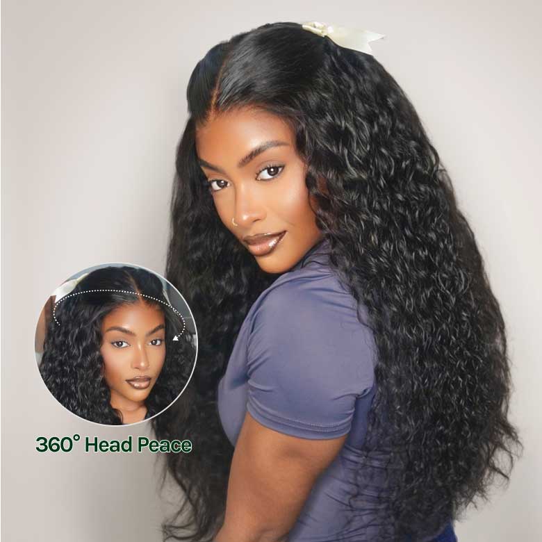 Klaiyi 5x5 HD Blend Away™ HD Lace Wig 180% Density Water Wave Glueless Wigs Melted All Skin Flash Sale