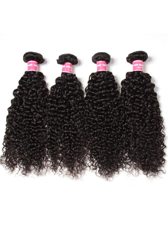 Klaiyi Hair Virgin Curly Hair 3 Bundles with 4*4 Lace Closure 100% Human Hair Weave
