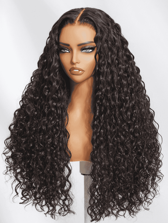 Klaiyi 13x6 Water Wave Lace Frontal Wig with Deeper Natural Parting & Real Ear-to-Ear Invisi Drawstring