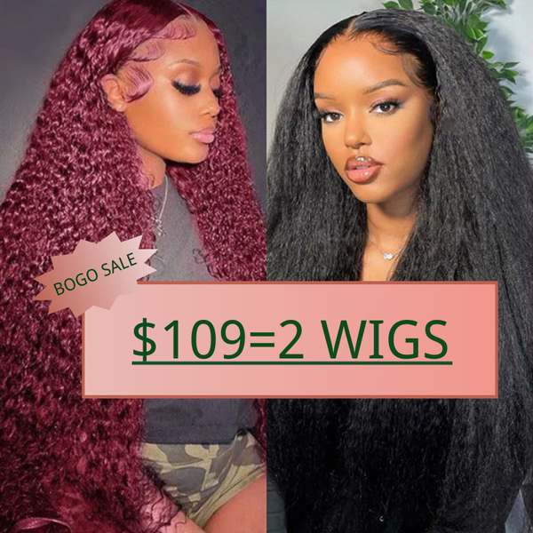 BOGO FREE| Klaiyi Exclusive Offer 4x4 Lace Closure Kinky Straight And Lace Part 99J Jerry Curly Low to $109 Flash Sale