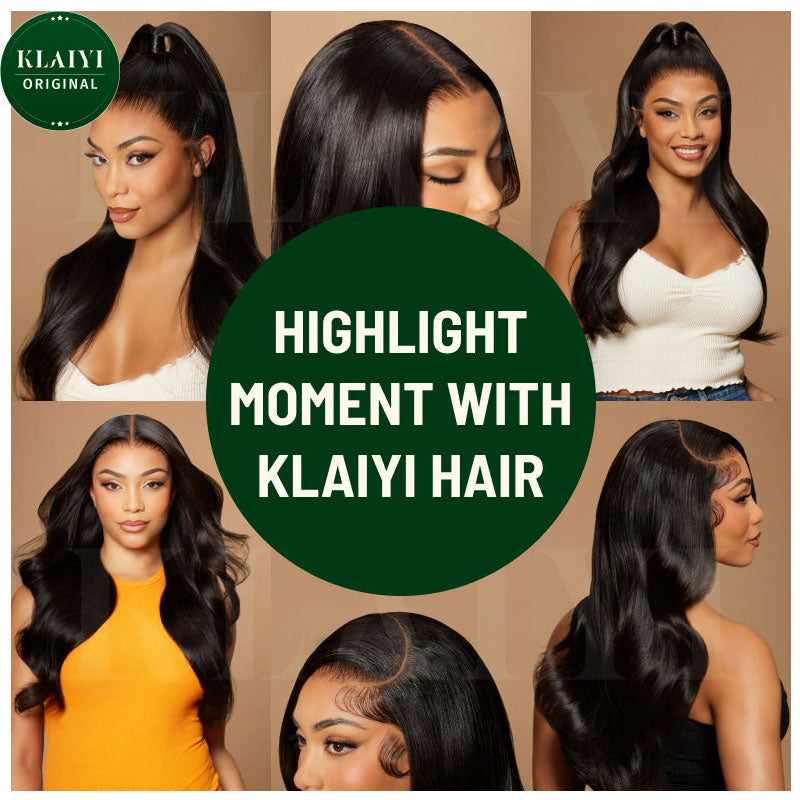 Klaiyi 13x4 Body Wave Pre-Everything™ Lace Frontal Wig Byebye Glue Lace Front Wigs with Invisible Knots