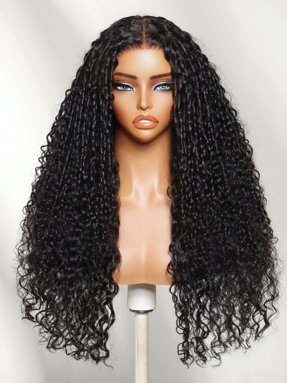 Klaiyi 7x5 No-Slip Glueless Multi-Texture Curly Wig with Defined Finger Coils Layered Spiral Curls Put On & Go with Invisi Drawstring