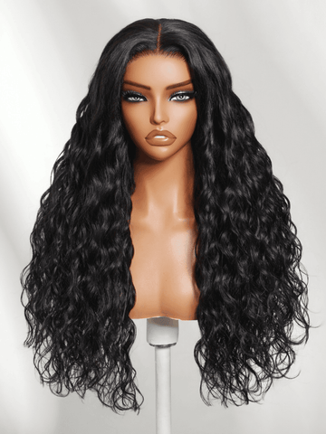 Klaiyi 13x4 Pre-Everything Lace Frontal Natural Black Micro Water Wave Natural Ripple Curl Human Hair Wig