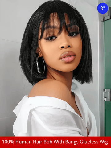 $149 Get 3 Wigs | Klaiyi Yaki Straight Glueless Wig with Blunt Cut Bangs+ Glueless Bob Wig With Bangs + Short Pixie Cut Lace Front Bob Wigs Flash Sale