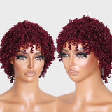 Klaiyi 99J Wig Short Pixie Cut Wigs Machine Made Burgundy Human Hair Wig Flash Sale
