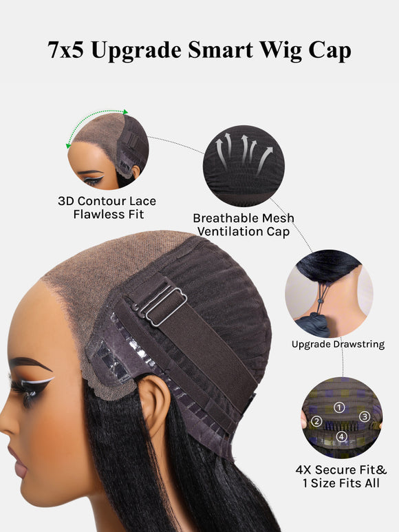 Klaiyi 7x5 Tight Curls 3C–4A Texture Coily Ringlets Natural Volume Bye Bye Knots Human Hair Wig with Invisi Drawstring