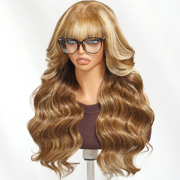 Chocolate Brown Highlight Body Wave Glueless Lace Wig