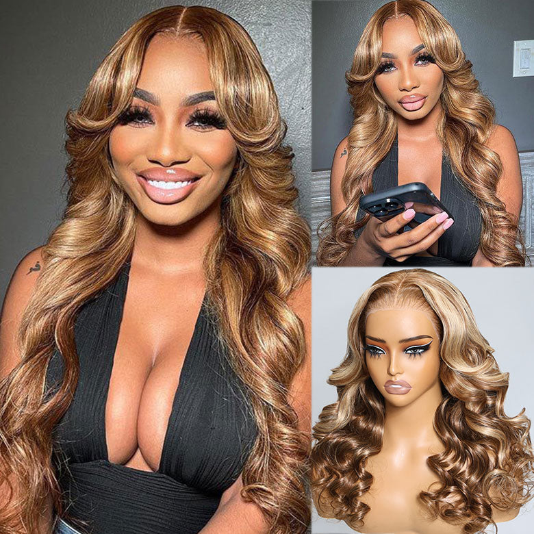 Klaiyi 7x5 Highlight Blonde Body Wave Bye Bye Knots Wig 4.0  Put On and Go Bleach Knots Wig Human Hair Flash Sale