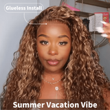 Klaiyi Ombre Highlight Lace Front Wig Water Wave Honey Blonde Human Hair Fall Trend Color Wig