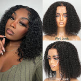 Klaiyi Short Kinky Curly Bob Wig 13x4 Lace Front Wig Natural Black Color Flash Sale