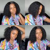 Klaiyi Short Kinky Curly Bob Wig 13x4 Lace Front Wig Natural Black Color Flash Sale